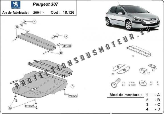 Protection sous moteur et de la boîte de vitesse Peugeot 307