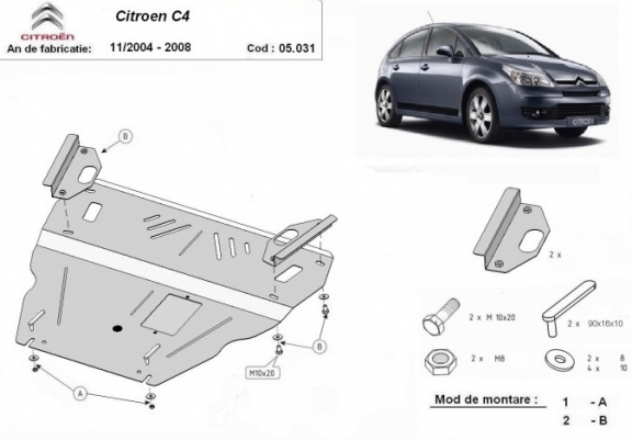 Protection sous moteur et de la boîte de vitesse Citroen C4