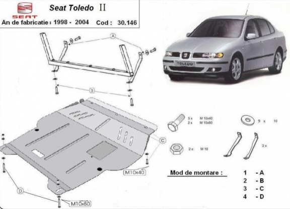 Protection sous moteur et de la boîte de vitesse Seat Toledo 2