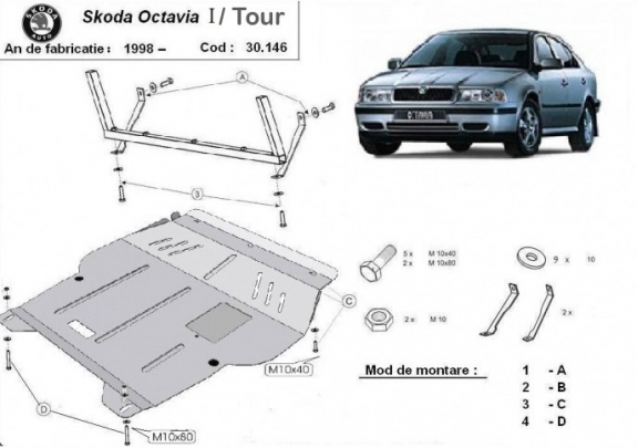 Protection sous moteur et de la boîte de vitesse Skoda Octavia Tour