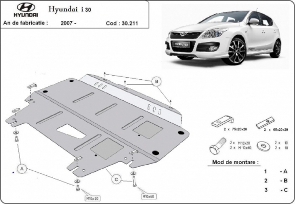 Protection sous moteur et de la boîte de vitesse Hyundai i30