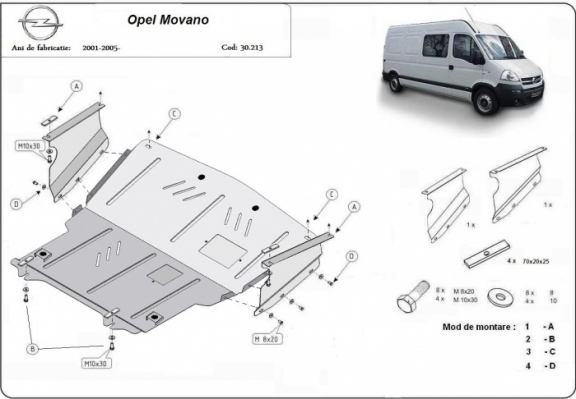 Protection sous moteur et de la boîte de vitesse Opel Movano A 