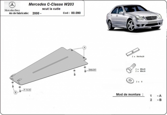 Protection de la boîte de vitesse Mercedes C-Clasee W203 - automatique