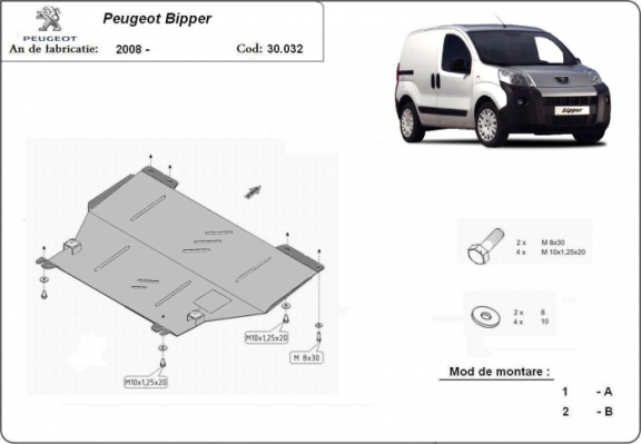 Protection sous moteur et de la boîte de vitesse Peugeot Bipper