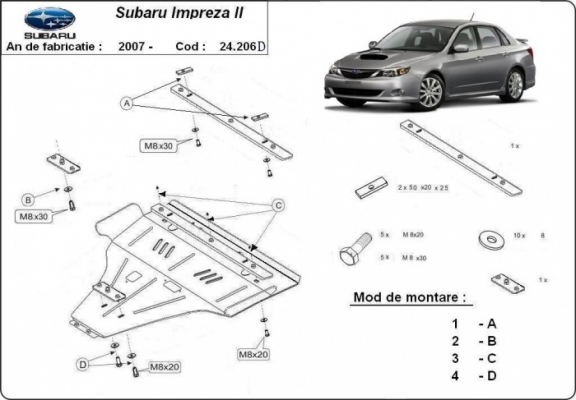 Protection sous moteur et de la boîte de vitesse Subaru Impreza Diesel