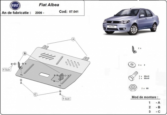 Protection sous moteur et de la boîte de vitesse Fiat Albea