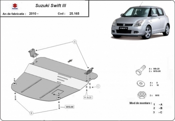 Protection sous moteur et de la boîte de vitesse Suzuki Swift 3