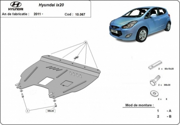 Protection sous moteur et de la boîte de vitesse Hyundai ix20