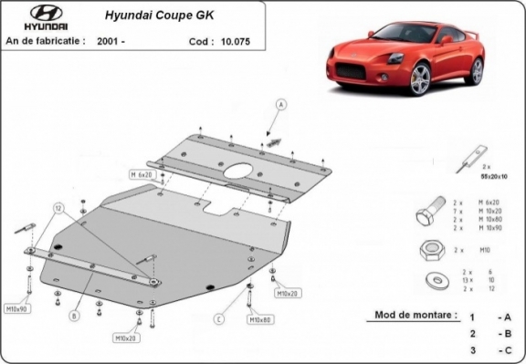 Protection sous moteur et de la boîte de vitesse Hyundai Coupé Gk