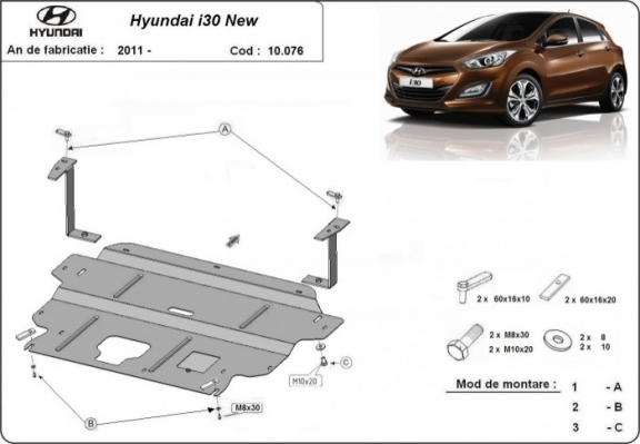 Protection sous moteur et de la boîte de vitesse Hyundai i30
