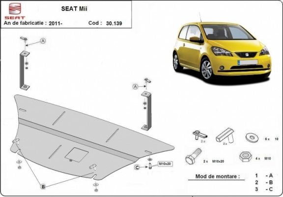 Protection sous moteur et de la boîte de vitesse Seat Mii