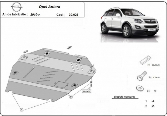 Protection sous moteur et de la boîte de vitesse Opel Antara