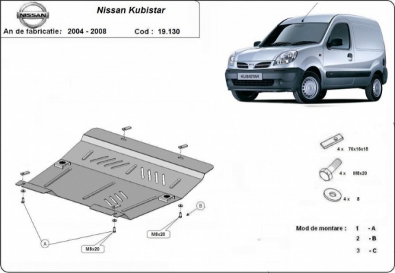 Protection sous moteur et de la boîte de vitesse Nissan Kubistar