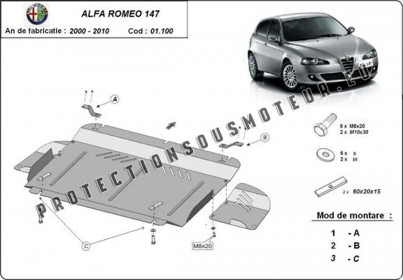 Protection sous moteur et de la boîte de vitesse Alfa Romeo 147
