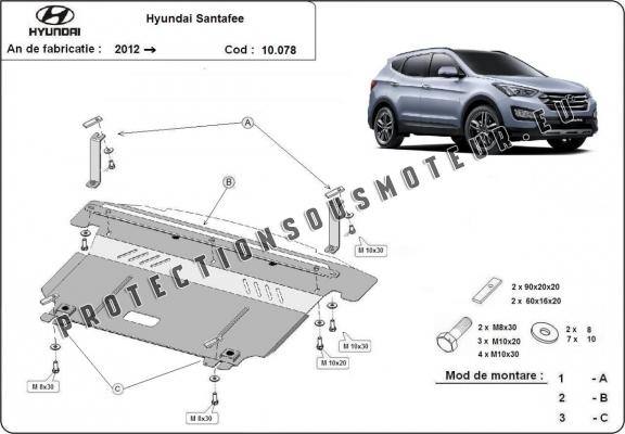 Protection sous moteur et de la boîte de vitesse Hyundai Santa Fe