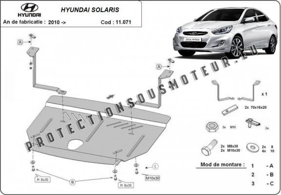 Protection sous moteur et de la boîte de vitesse Hyundai Solaris