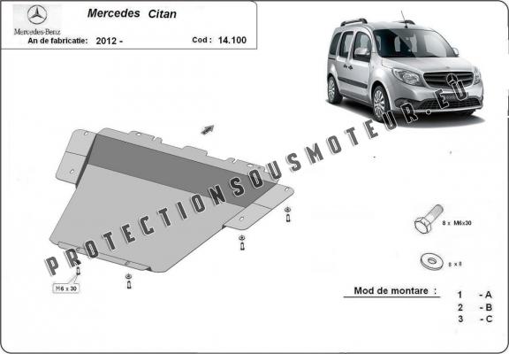 Protection sous moteur et de la boîte de vitesse Mercedes Citan