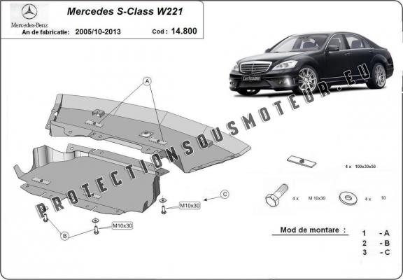 Protection sous moteur et de la boîte de vitesse Mercedes S-Classe W221