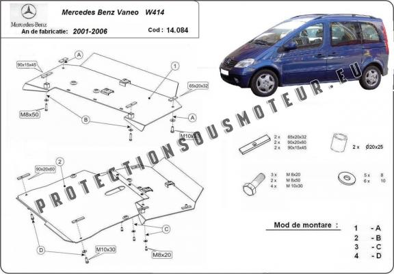 Protection sous moteur et de la boîte de vitesse Mercedes Vaneo W414