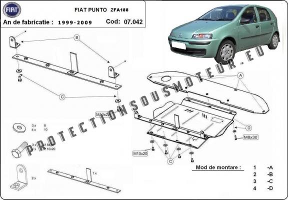 Protection sous moteur et de la boîte de vitesse Fiat Punto