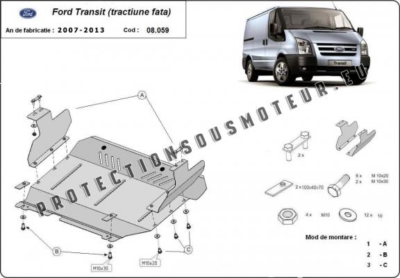 Protection sous moteur et de la boîte de vitesse Ford Transit - Traction 