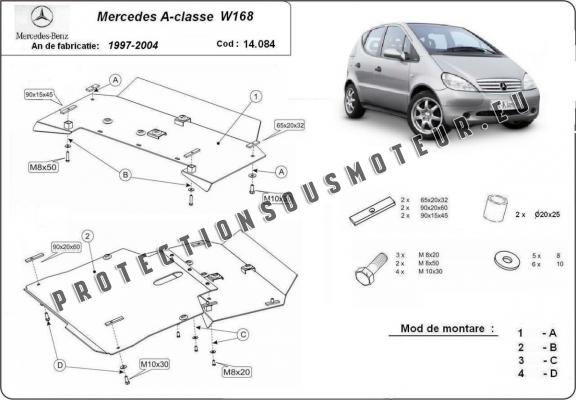 Protection sous moteur et de la boîte de vitesse Mercedes A-Classe W168