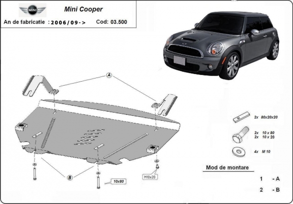 Protection sous moteur et de la boîte de vitesse Mini Cooper R56