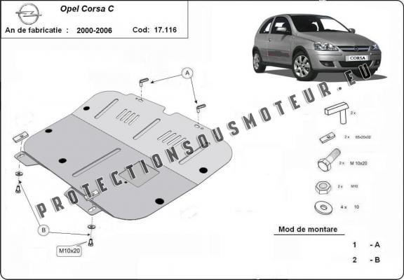 Protection sous moteur et de la boîte de vitesse Opel Corsa C