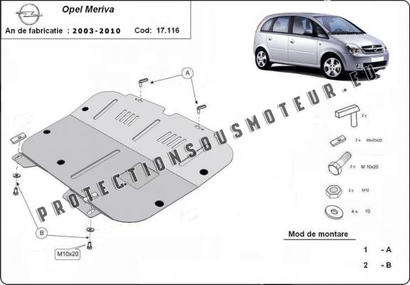 Protection sous moteur et de la boîte de vitesse Opel Meriva A 