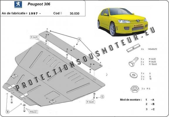 Protection sous moteur et de la boîte de vitesse Peugeot 306