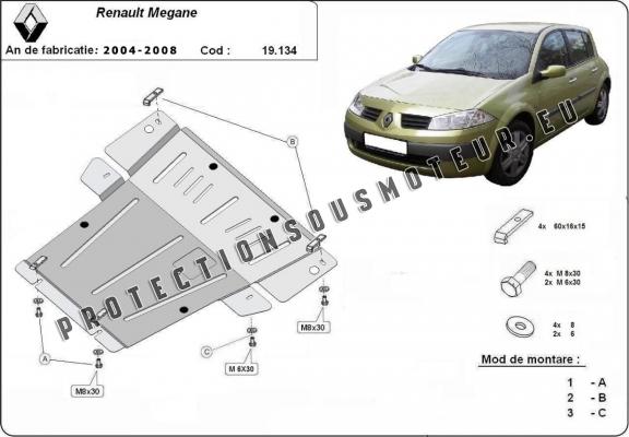 Protection sous moteur et de la boîte de vitesse Renault Megane 2