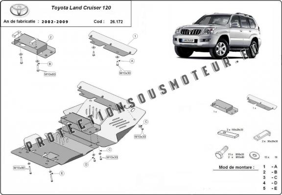 Protection sous moteur et de la radiateur Toyota Land Cruiser J120