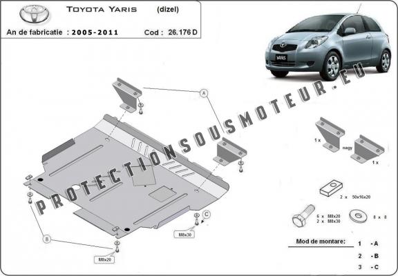 Protection sous moteur et de la boîte de vitesse Toyota Yaris Diesel