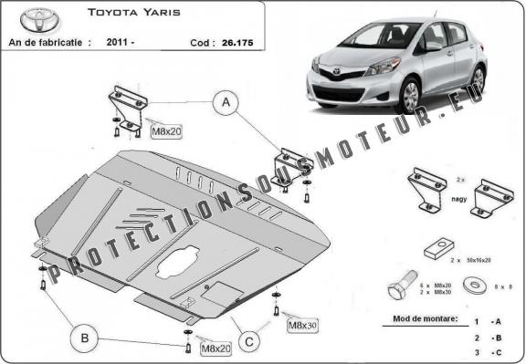 Protection sous moteur et de la boîte de vitesse Toyota Yaris 