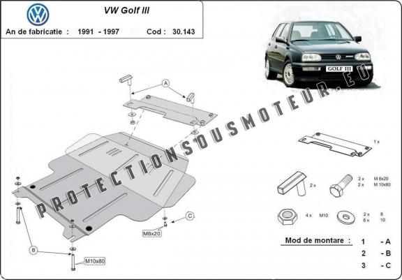 Protection sous moteur et de la boîte de vitesse VW Golf 3