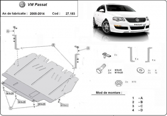 Protection sous moteur et de la boîte de vitesse VW Passat B6
