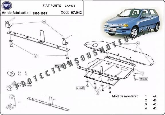 Protection sous moteur et de la boîte de vitesse Fiat Punto