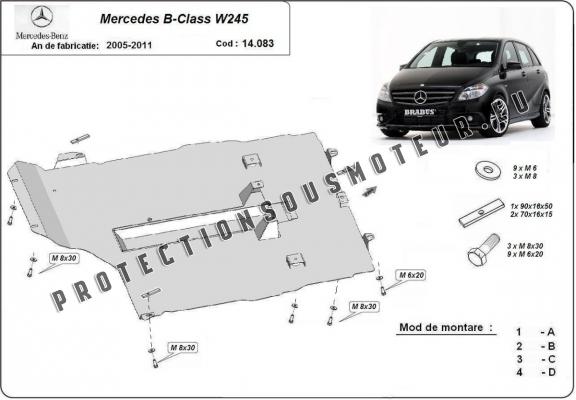 Protection sous moteur et de la boîte de vitesse Mercedes B-Class W245