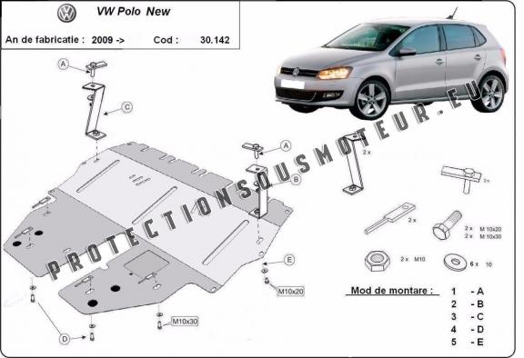 Protection sous moteur et de la boîte de vitesse VW Polo