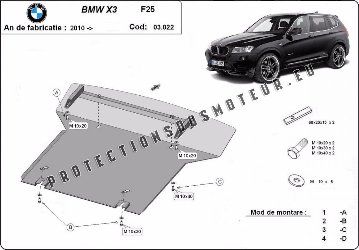 PLAQUE COUVERCLE CACHE PROTECTION SOUS MOTEUR POUR BMW X3 E83 04-11 51713400041