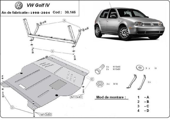 Protection sous moteur et de la boîte de vitesse VW Golf  mk4