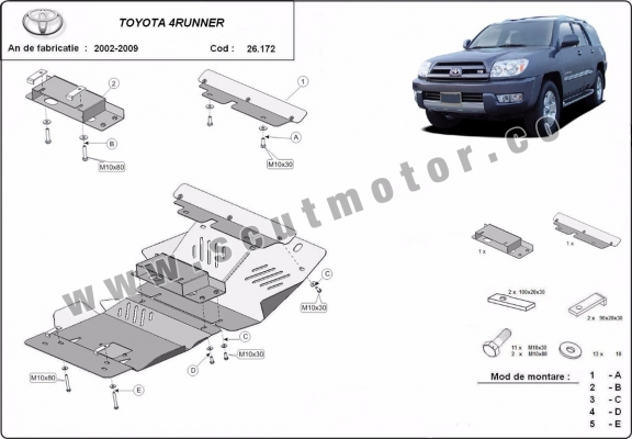 Protection sous moteur et de la radiateur Toyota 4Runner