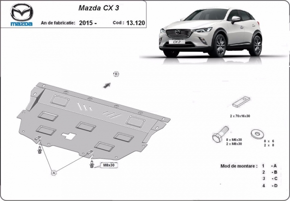 Protection sous moteur et de la boîte de vitesse Mazda CX3