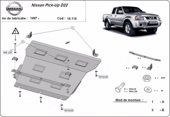 Protection sous moteur et de la radiateur Nissan Pick Up