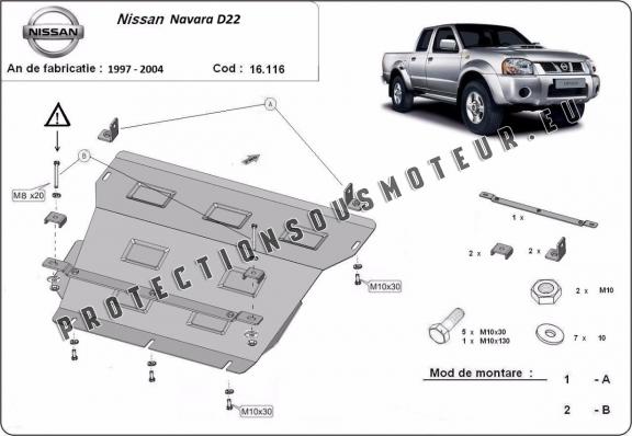 Protection sous moteur et de la radiateur Nissan Navara D22