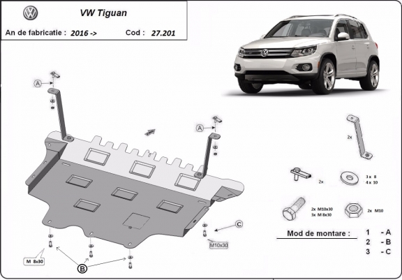 Protection sous moteur et de la boîte de vitesse VW Tiguan