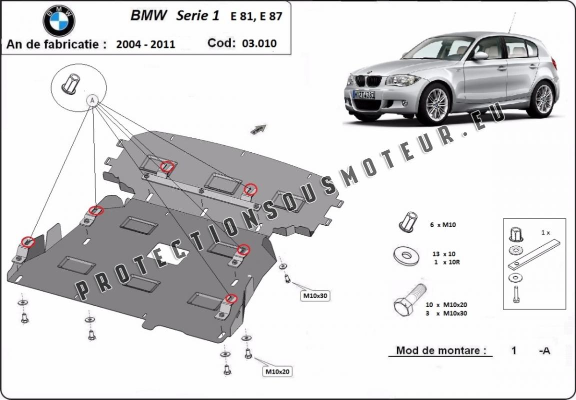 Protection sous moteur et de la boîte de vitesse BMW Seria 1 E81;E87