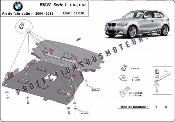 Protection sous moteur et de la boîte de vitesse BMW Seria 1 E81;E87;E82