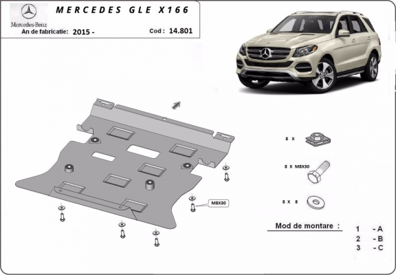 Protection sous moteur et de la boîte de vitesse Mercedes GLE X166