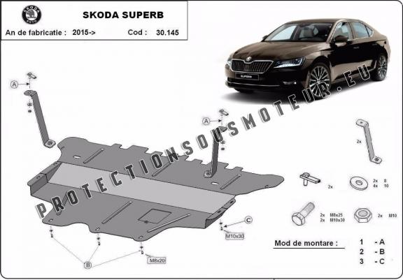 Protection sous moteur et de la boîte de vitesse Skoda Superb - boîte de vitesses manuelle